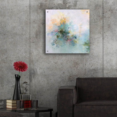 Art mural en verre épique «Tenir la lumière 2» par Karen Hale, 24 po x 24 po