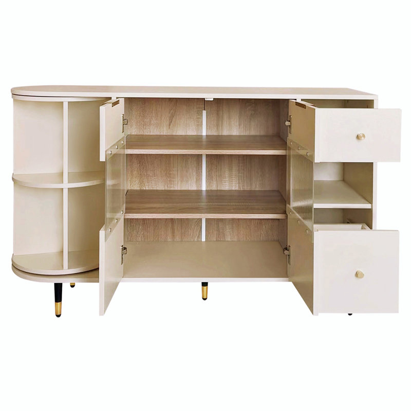 Jonnelle Accent Cabinet with Adjustable Shelves, Beige