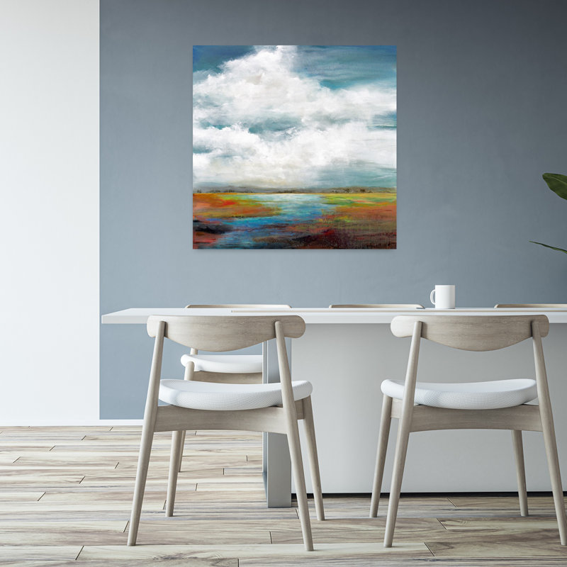 "Can’T Resist Variation", art abstrait de paysage côtier, H 32 po x l 32 po