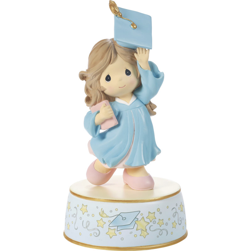 Precious Moments From Cap And Gown To New Horizons Brunette Girl in Blue Gown Graduation Musical