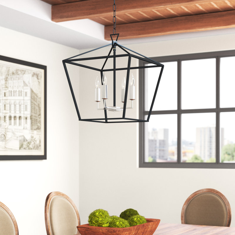 Lustre géométrique à 4 lumières Portwood, H 20,75 po x l 17,25 po x P 17,25 po