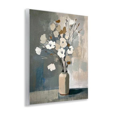 Natural Floral Vase Wall Plaque Art by Ramona Murdock