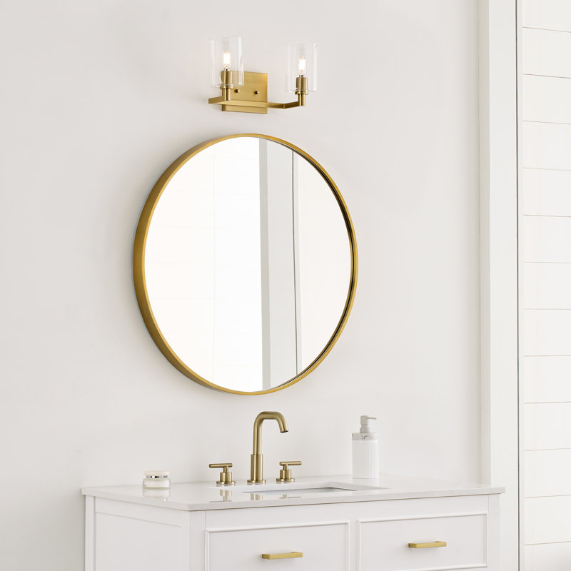 Haines 2 Light Transparent Dimmable Vanity Light, Satin Brass