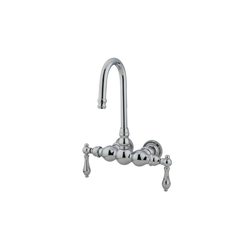 Vintage Double Handle Wall Mounted Clawfoot Tub Faucet, Chrome
