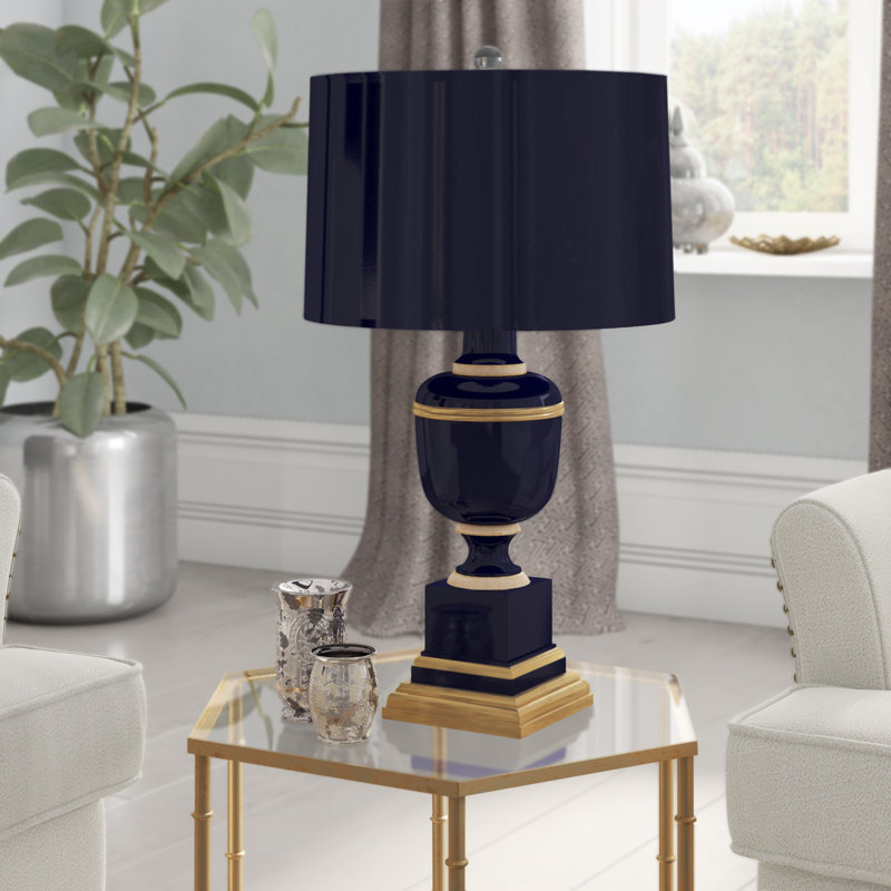 Annika Metal Table Lamp, 29.5" H x 17" W x 17" D, Midnight Blue, Midnight Blue
