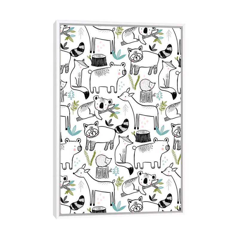 «Everyday Inky Critter I» par Lisa Barlow - impression d'art graphique, H 60 po x l 40po x P 1,5 po, Toile blanche encadrée