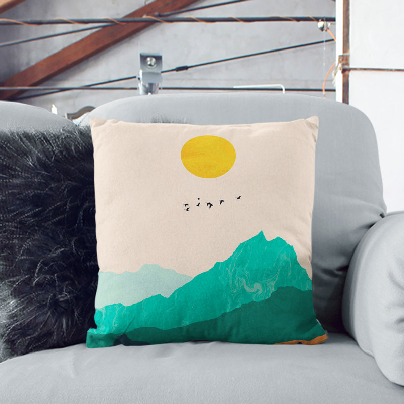 Nordic Minimalist Landscape No.2 Square Throw Cushion, White, 40cm H x 40cm W x 15cm D