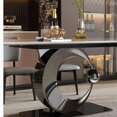 Modern Rectangular Rock Slab Dining Table Sets
