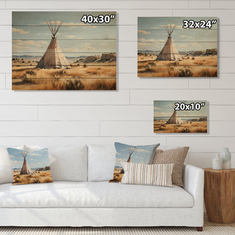 " Beige Native Tipi Whispers Of Spirit ", 10" H x 20" W x 0.78" D