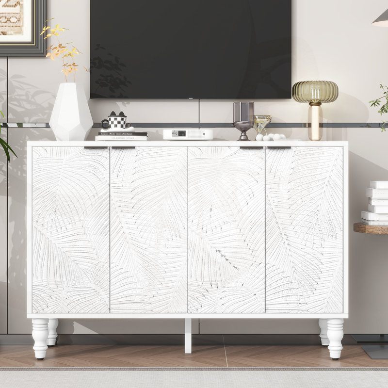 Meuble télé moderne avec rangement spacieux, pieds en bois massif, dispositif anti-basculement, idéal pour le divertissement dans le salon