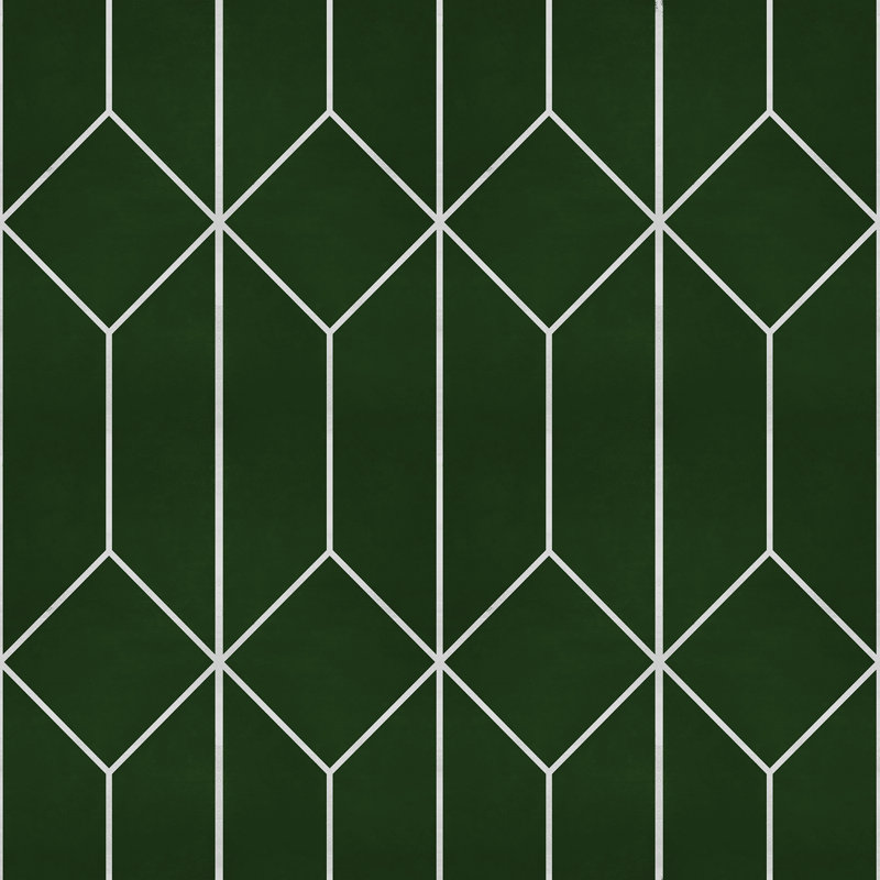 Papier peint à motif de losanges vert, Vert