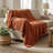 Rust Fleece Throw Blanket with Boho Pattern Design