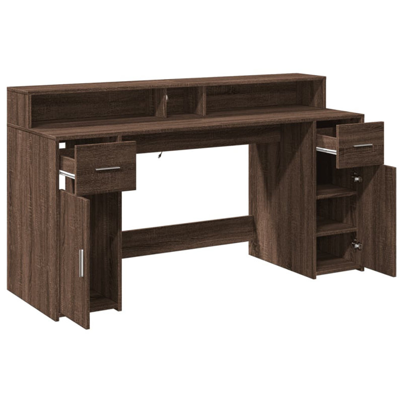  Bureau standard en bois d'ingénierie, H 35,8 po x l 63 po x P 21,7 po, Marron foncé