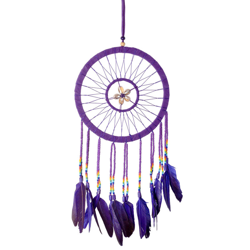 Capteur de rêves avec coquillages, style chaman, Mauve