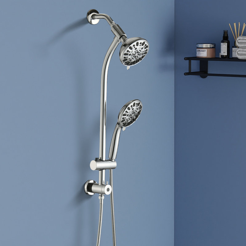 Topcraft 5-Inch Wall-Mounted Rain Shower Head With Multi-Function Handheld Shower, Chrome