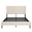 Grand lit plateforme beige avec ports dans la tête de lit, construction en métal pour l'endurance, installation simple, aucun sommier tapissier requis, taille de cadre robuste - robuste, à installer, nécessaire, support stable-865808638