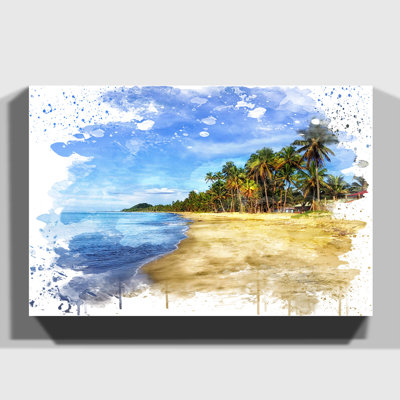 Seascape Palm Tree Tropical Beach Paradise - Wall Art