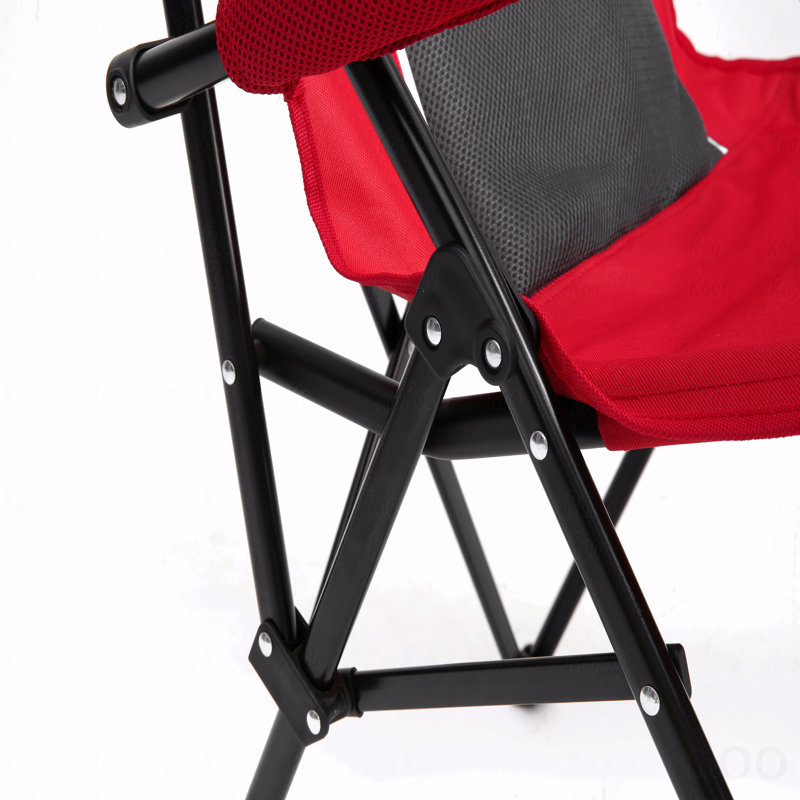 Outdoor Lawn Chair, Heavy Duty Supports 250Lbs, Portable Collapsible With Cup Holder, Red, Black
