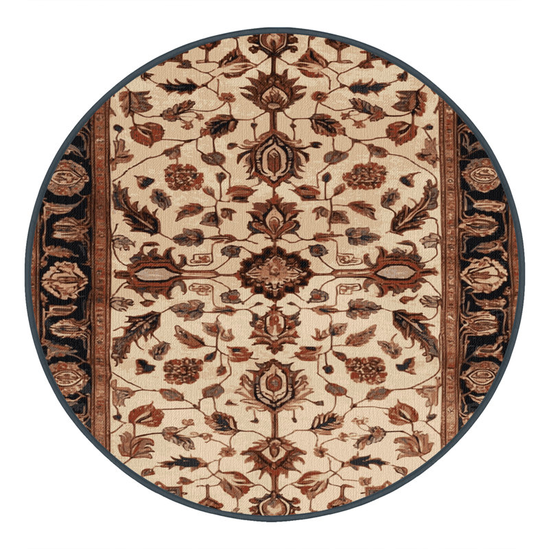 Tapis brun lavable à la machine, Rond 5 pi
