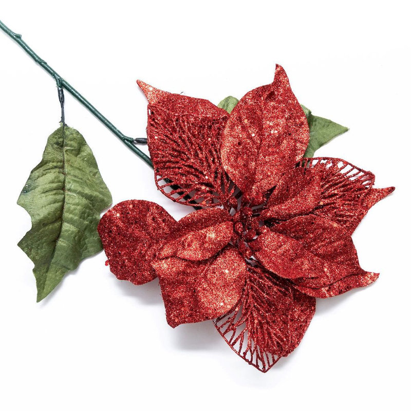 Tige de poinsettia artificielle, Rouge