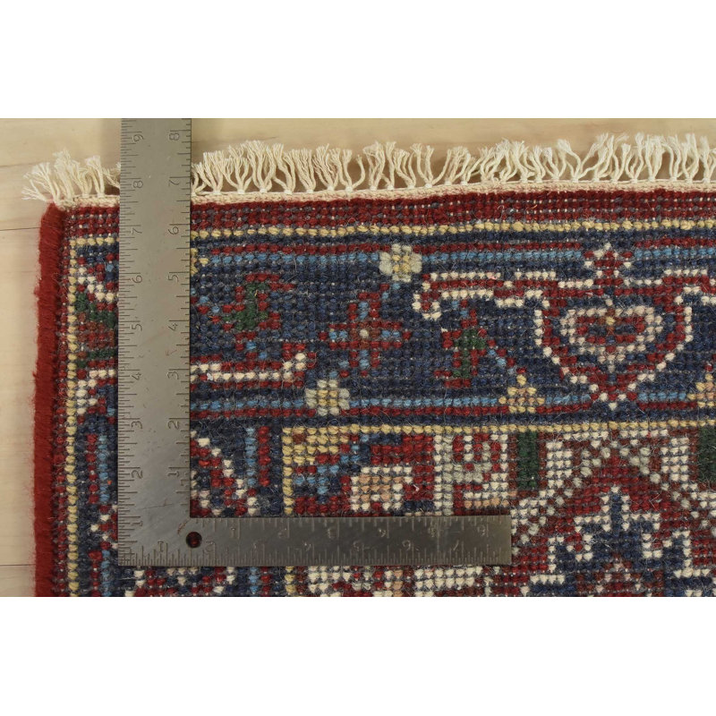 Tapis oriental traditionnel en laine rouge noué à la main 2 pi 1 po x 3 pi Heriz