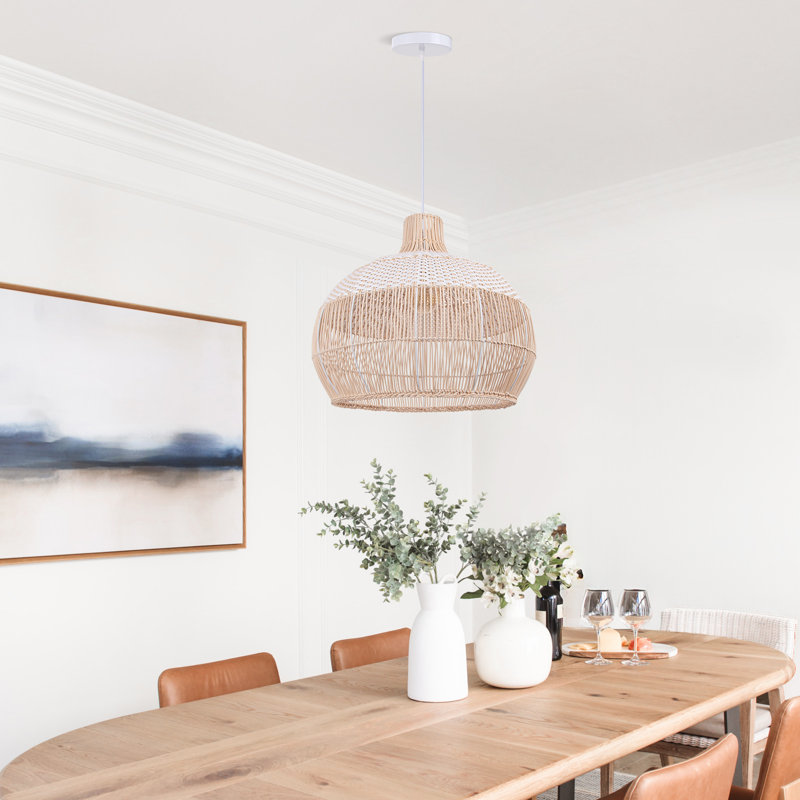 Berklin 1 - Light Natural Dome Pendant, 17.72" H x 19.69" W x 19.69" D