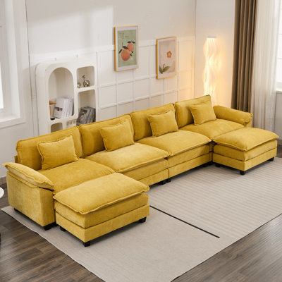 Canapé modulaire surdimensionné en U de 154 po Adonia, canapé modulaire profond avec repose-pieds et canapé-lit Adonia