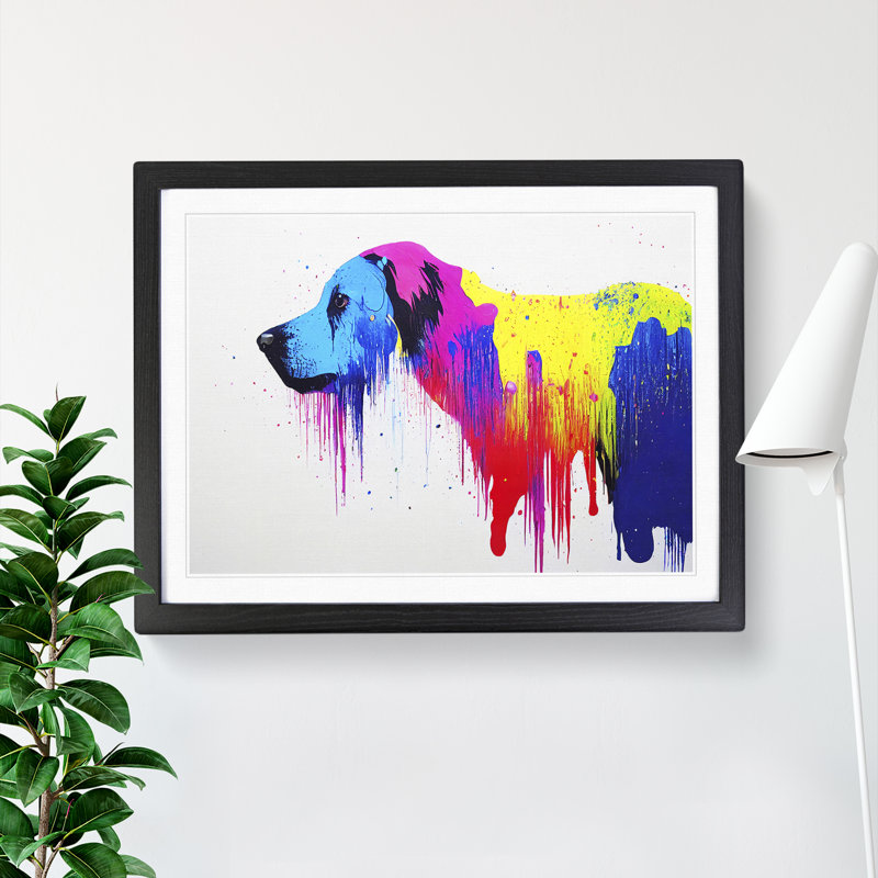 Dog Splash Vol.3 Abstract - Single Picture Frame Painting, Black, 46cm H x 64cm W x 2cm D