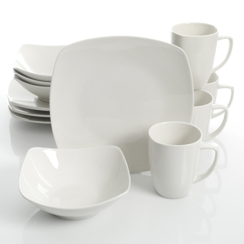 Zen Buffetware Dinnerware Set, White, 12
