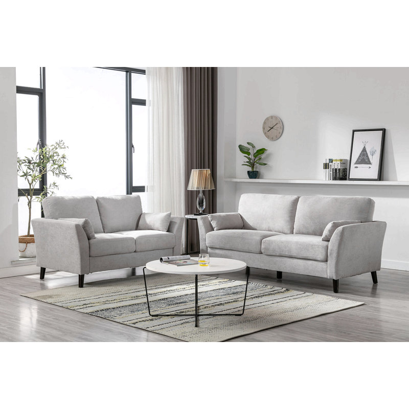 Ensemble de canapé-lit en tissu tissé gris clair Damian