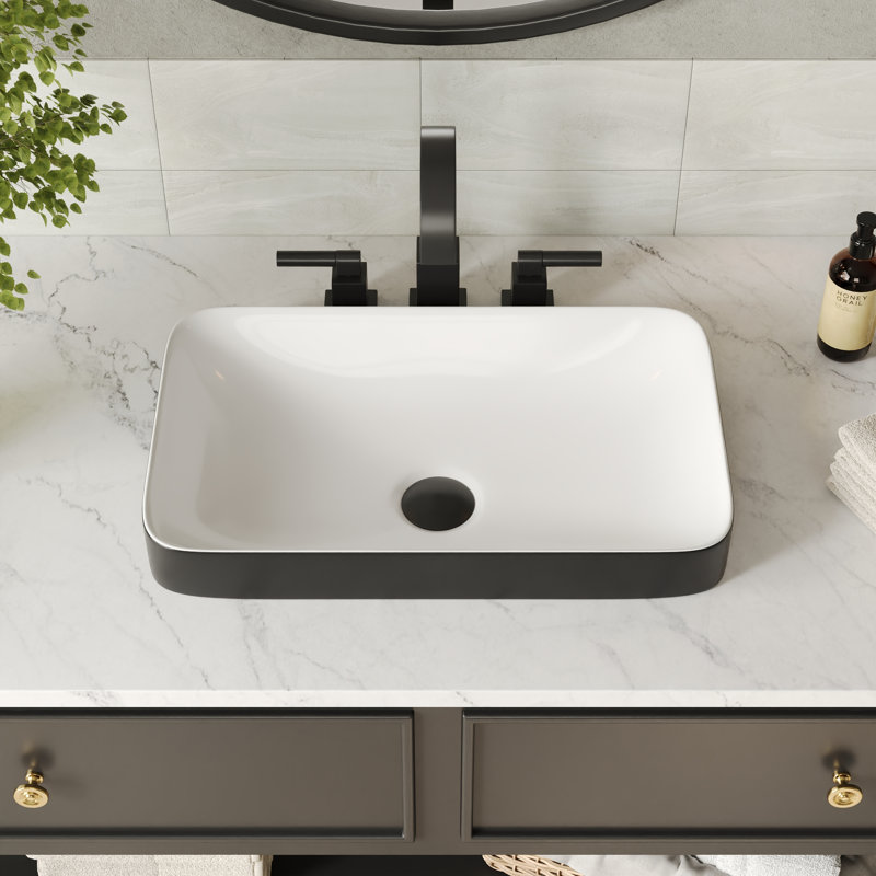 Lavabo de salle de bain semi-encastré rectangulaire vasque encastrable DeerValley Ally 19 po x 12 po, Blanc