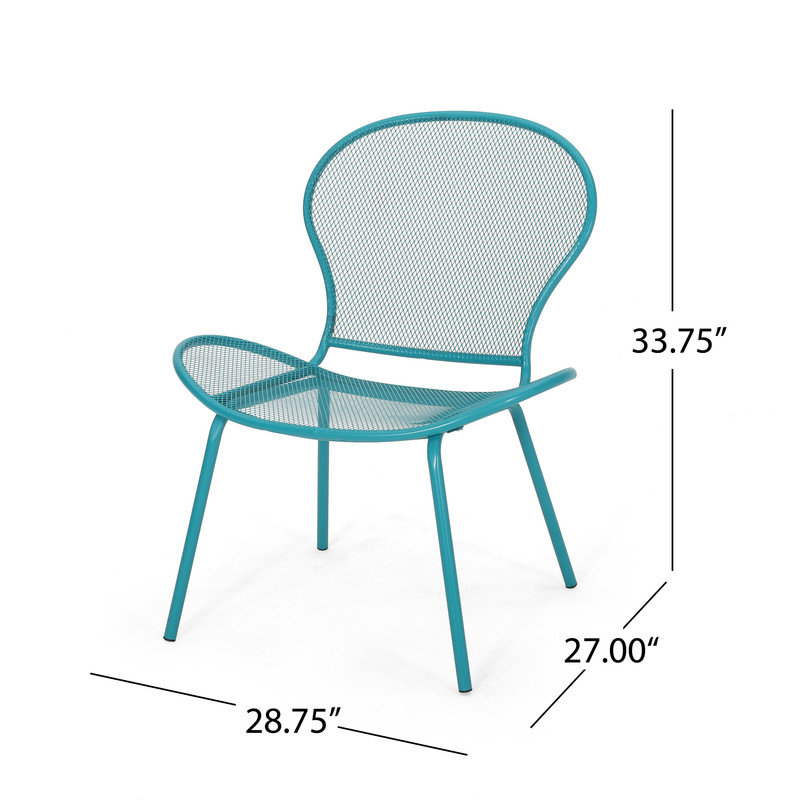 Modern Chairs with Durable Iron Frame and Mesh Seating for Indoor and Outdoor Use, Teal