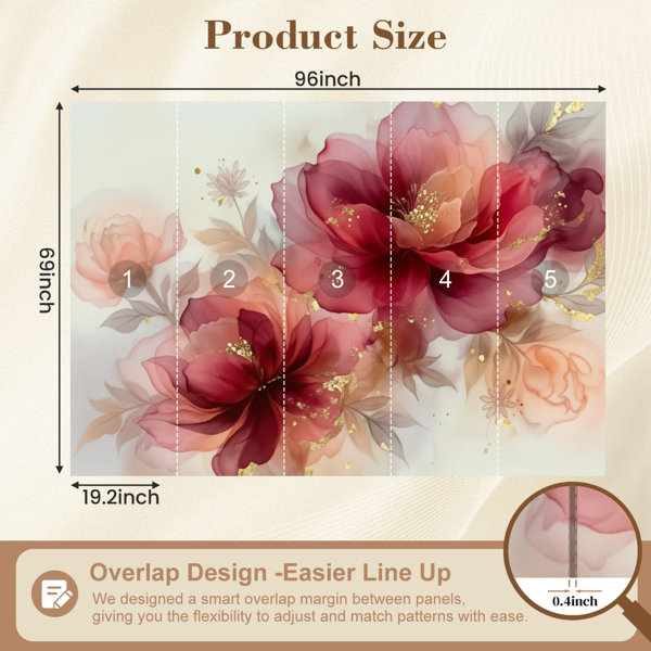 Red Barrel Studio Peel and Stick Wallpaper Elegant Red Pink Floral Soft ...