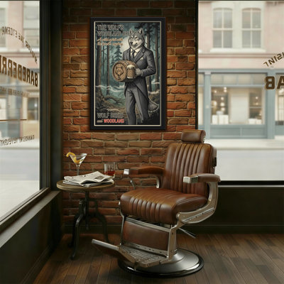 Fashion Wolf In Suit Holding Beer Barrel