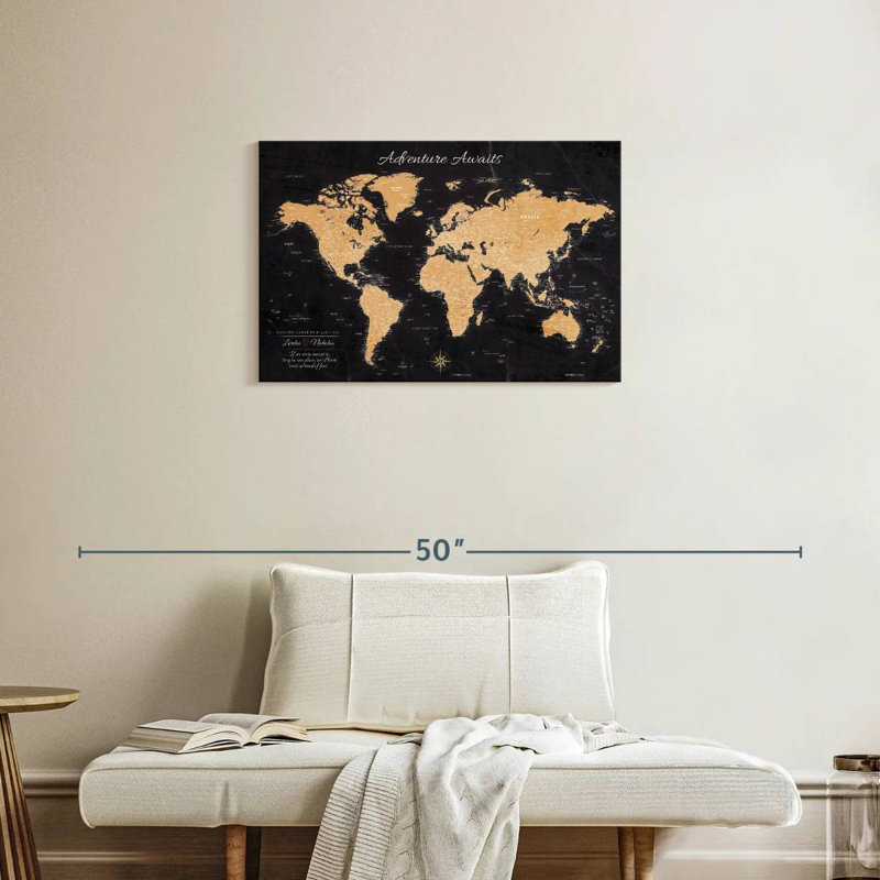 Carte du monde personnalisée en forme de punaise Adventure Awaits III, H 20 po x l 30 po, Oui