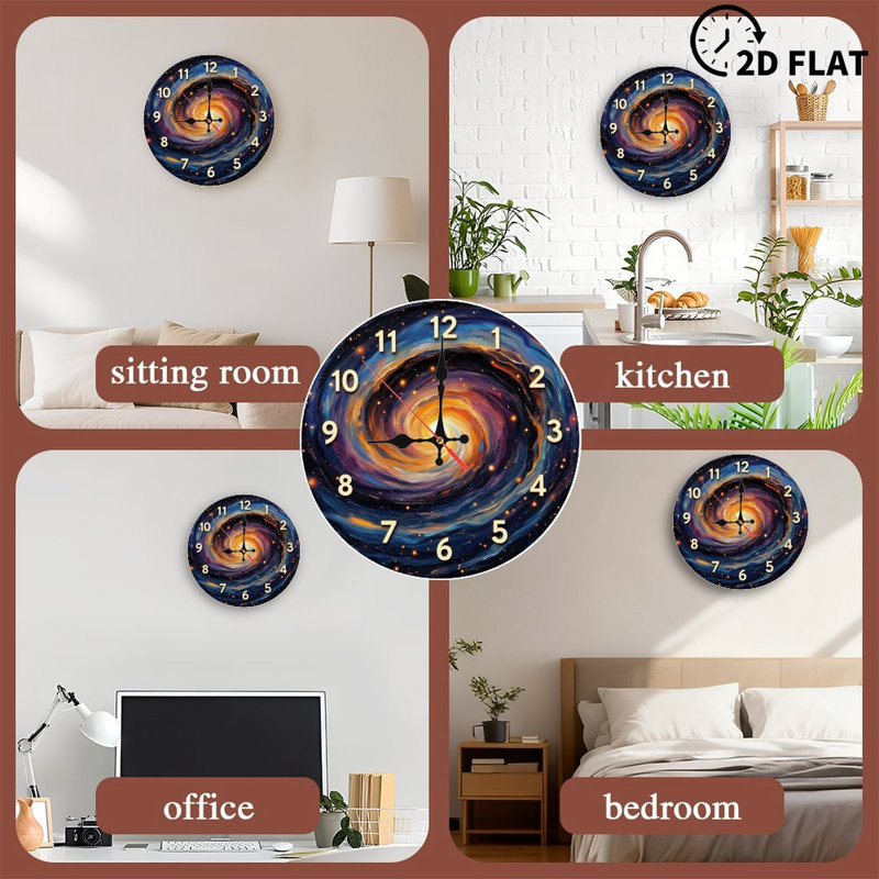 Horloge murale en bois 10 po, mouvement silencieux, à piles (piles AA non incluses), décor artistique, parfait pour les décorations