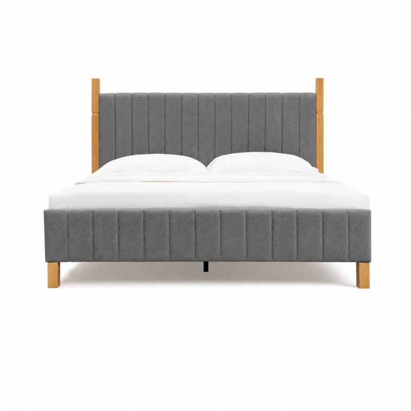 Natural Log Style Solid Wood Post Bed, Full / Double, Gray