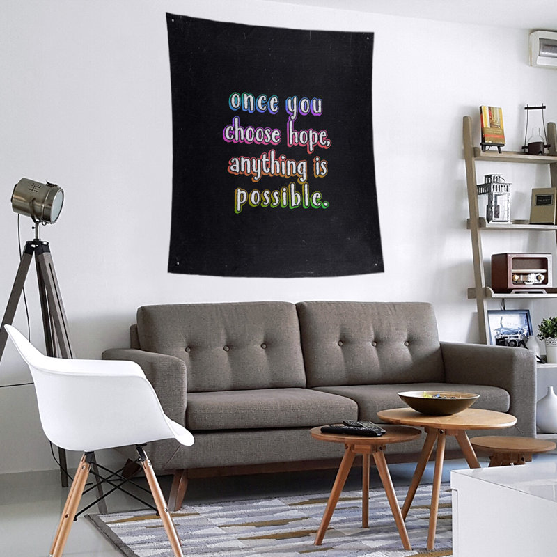 Tapisserie tableau noir en polyester, citation d’espoir, H 80 po x l 68 po, Arc-en-ciel