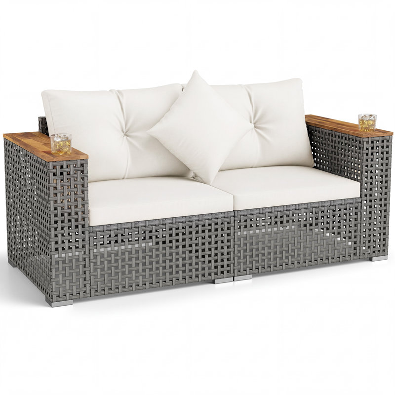 2-Piece Patio Corner Sofa Set with Thick Cushions