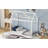 Twin Size Wooden House Bed, White-540313535