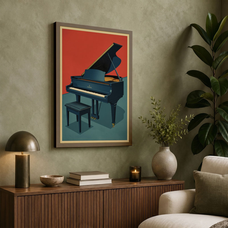 Modernist Piano Art Deco - Wrapped Canvas, 18x12 - 45.7 x 30.5 cm, Taupe Border