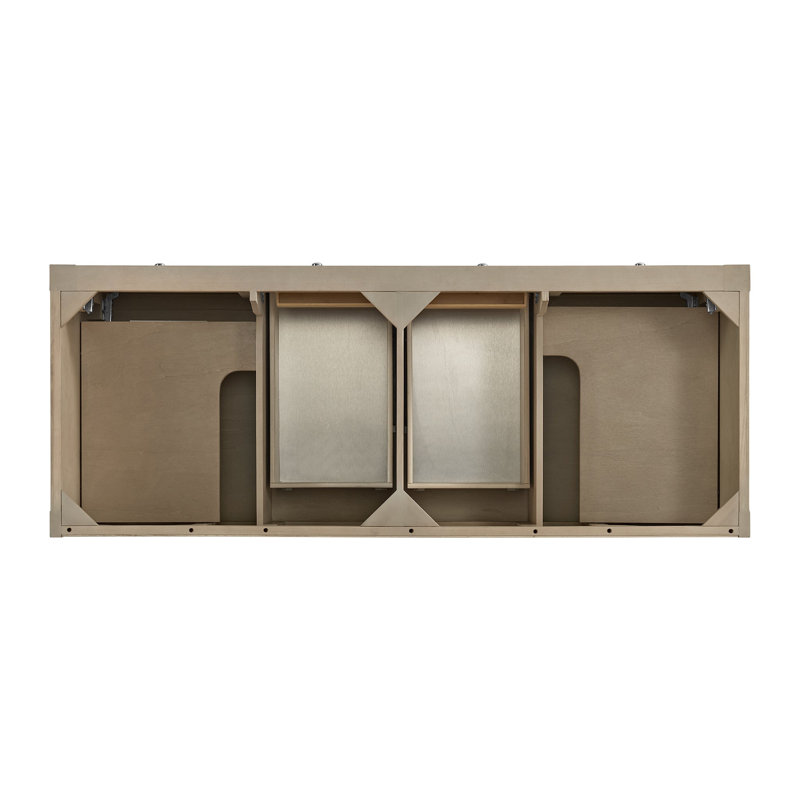 Breckenridge 60'' W Double Vanity, Whitewashed Oak, White Zeus, Widespread