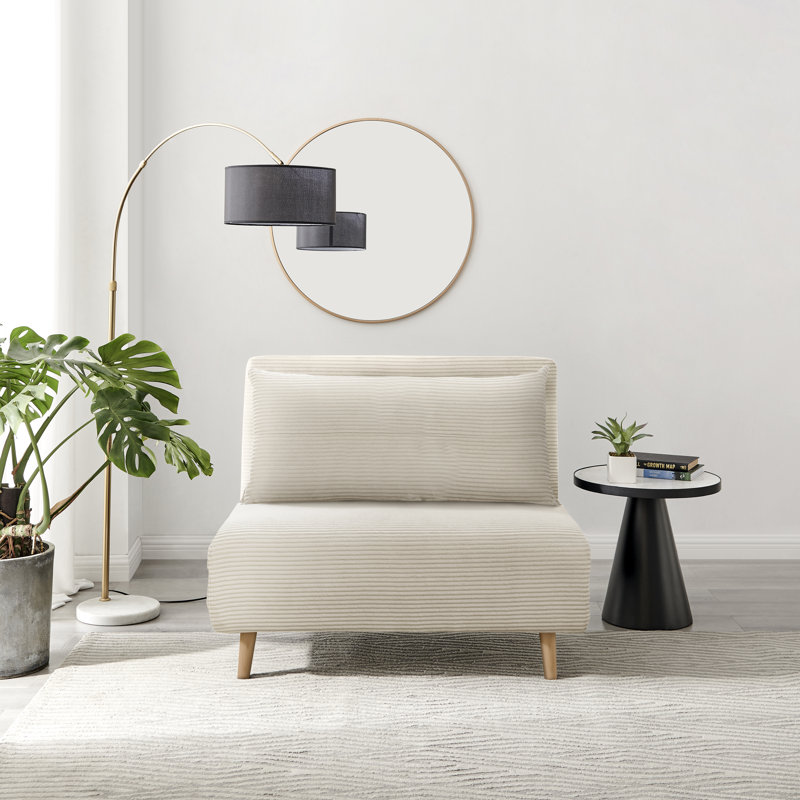 Brody Futon Sofa Bed - Luxury Simple Modern Folding Design, Cream Corduroy