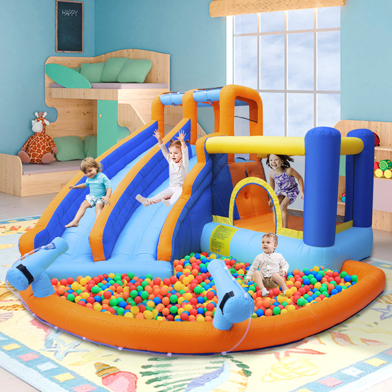 Jeu gonflable double 6 en 1 avec trampoline et piscine