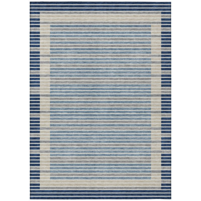 Asymira Blue Washable Indoor-Outdoor Rug - LOOMLAN