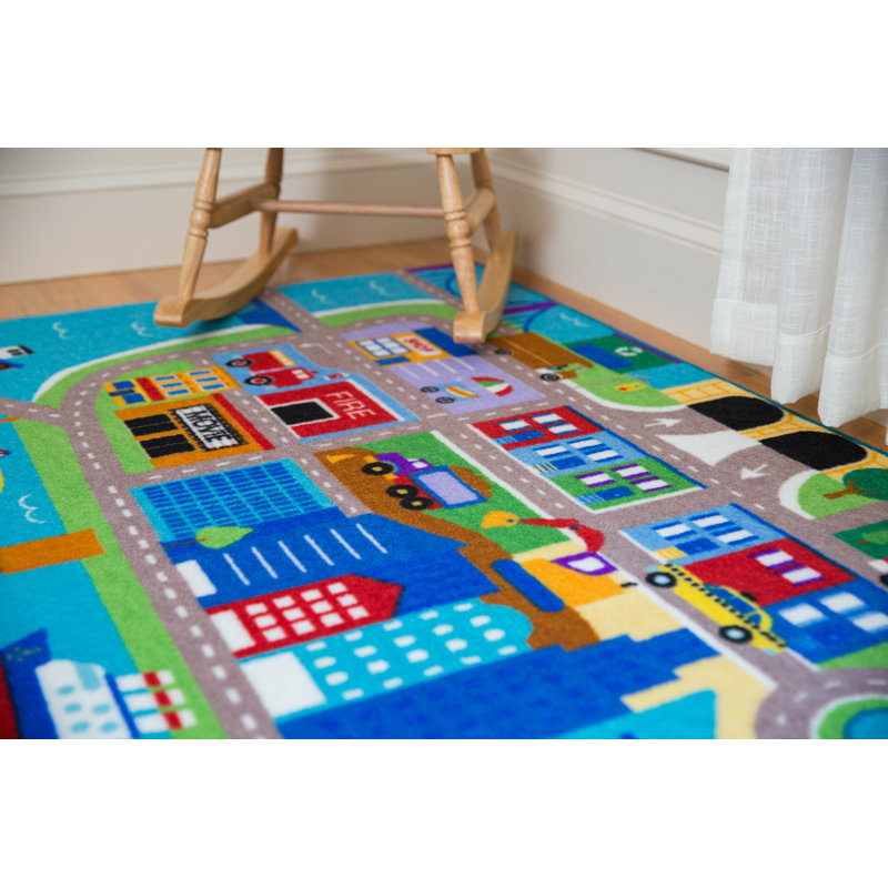 Wildkin Kids Educational Play Rug – Skid-Proof, Durable Nylon, Fun Learning Mat - Cityscape