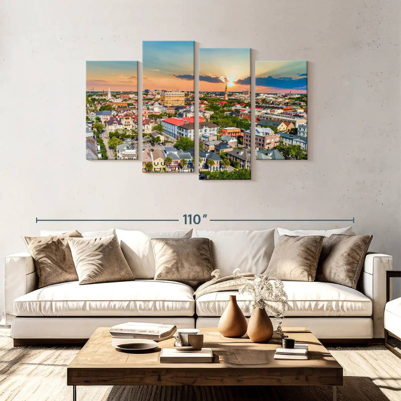 Vue aérienne du centre-ville de Keesha, Charleston, H 48 po x l 75 po