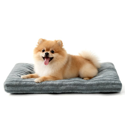 Pet Bed, Anti-Anxiety Dog & Cat Bed, Fluffy Mattress with Non-Slip Bottom, Washable & Comfortable Dog Mat for Floor or Crate, Gray