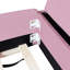 Lit de jour rembourré en velours rose et blanc avec escaliers, rangement pour vérin à gaz et barrière de sécurité-741966478-741966579