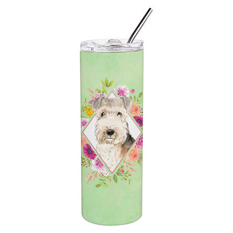 E23BF9F8391D466E9CA4F8DFEBD9A7DB de verre 20 oz à double paroi en acier inoxydable chiot, Lakeland Terrier, Vert